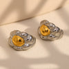 Wholesale Geometric Stainless Steel 18K Gold Plated Twocolor Armor Wide Horn Earrings For Women