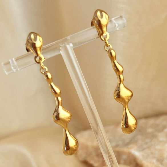 Wholesale Geometric Stainless Steel 18K Gold Plated Water Drop Earrings For Women