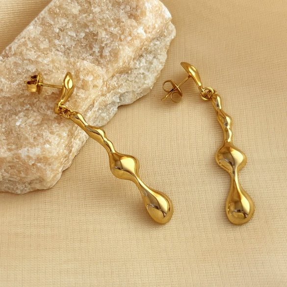 Wholesale Geometric Stainless Steel 18K Gold Plated Water Drop Earrings For Women