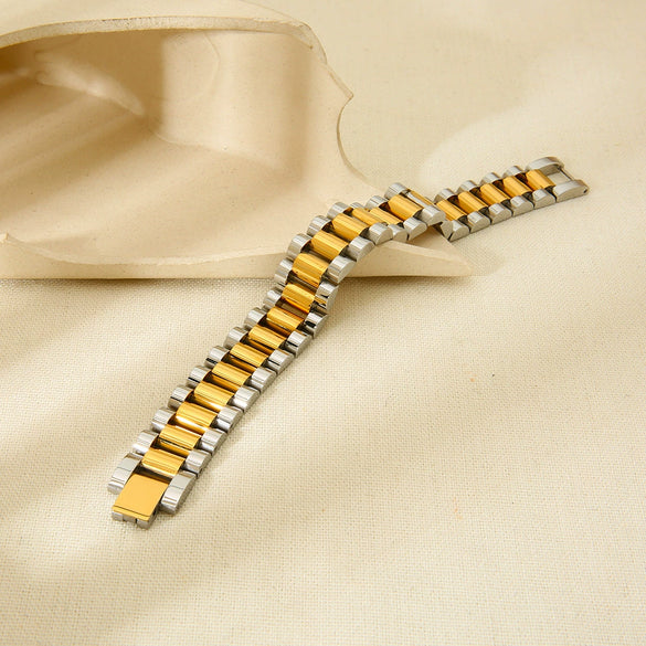 Wholesale Geometric Stainless Steel 18K Gold Plated Waterproof Watch Strap Bracelet For Women