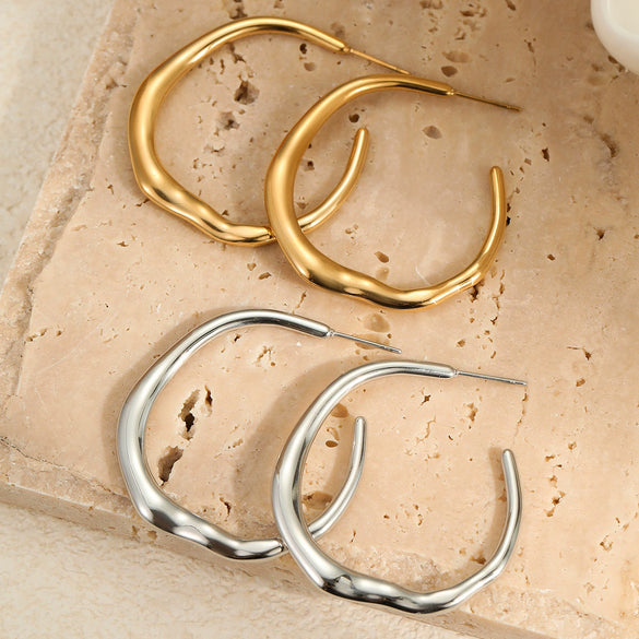 Wholesale Geometric Stainless Steel 18K Gold Plated Women's Earrings