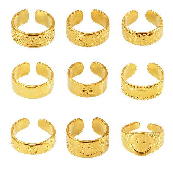 Wholesale Geometric Stainless Steel 18K Gold Plated Women's Finger Ring