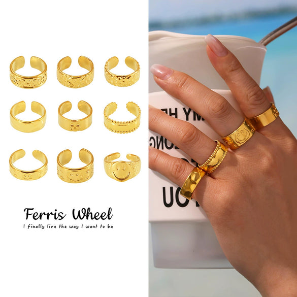 Wholesale Geometric Stainless Steel 18K Gold Plated Women's Finger Ring