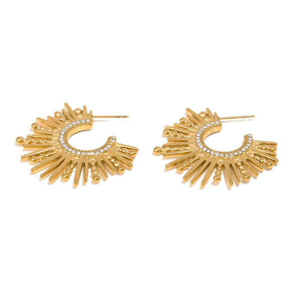 Wholesale Geometric Stainless Steel 18K Goldplated Cshaped Line Earrings Jewelry For Women