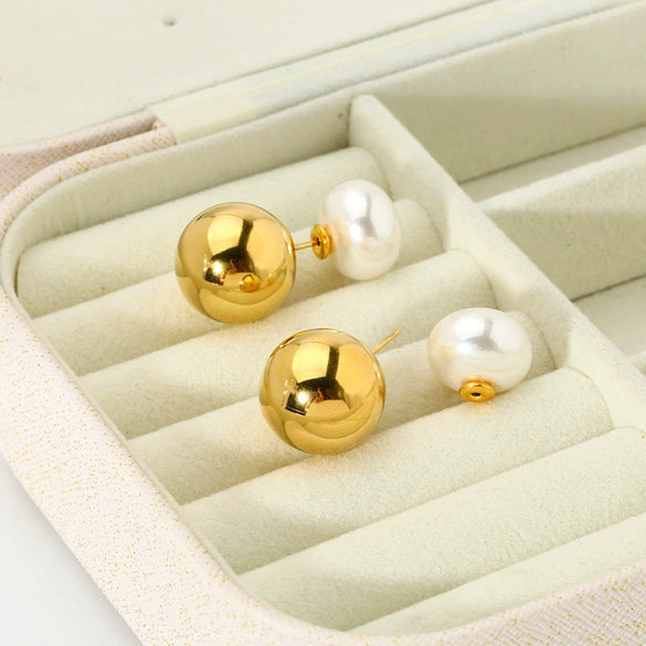 Wholesale Geometric Stainless Steel 18K Goldplated Doublewear Earrings For Women Luxury Jewelry Accessories