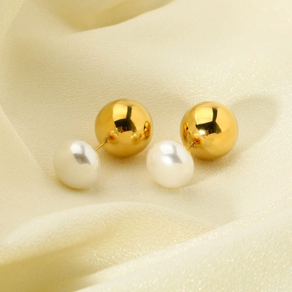 Wholesale Geometric Stainless Steel 18K Goldplated Doublewear Earrings For Women Luxury Jewelry Accessories