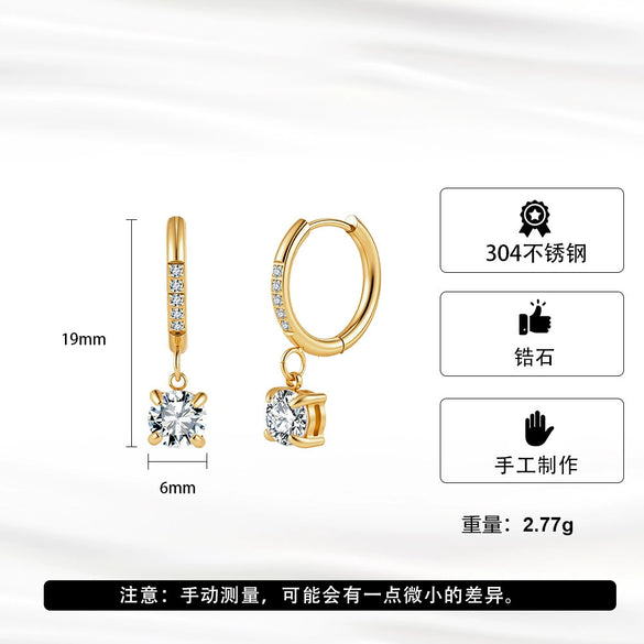 Wholesale Geometric Stainless Steel 18K Goldplated Earrings For Women