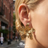 Wholesale Geometric Stainless Steel 18K Goldplated Threedimensional Floral Earrings For Women