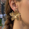Wholesale Geometric Stainless Steel 18K Goldplated Threedimensional Floral Earrings For Women