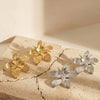 Wholesale Geometric Stainless Steel 18K Goldplated Threedimensional Floral Earrings For Women