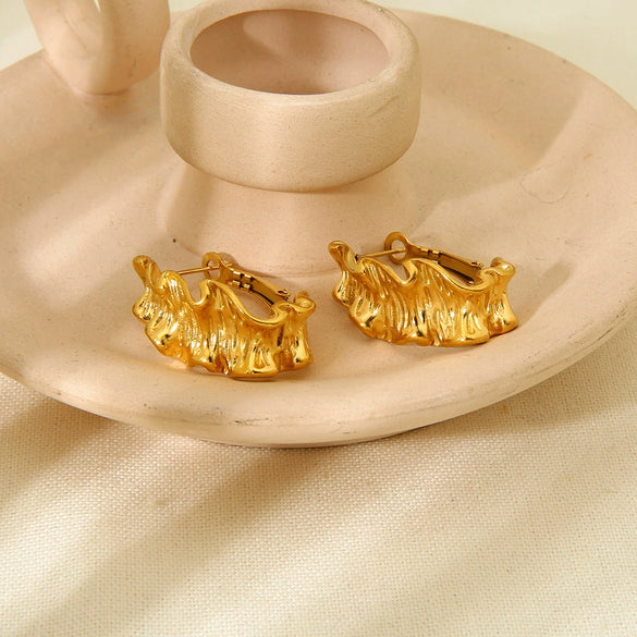 Wholesale Geometric Stainless Steel 18K Goldplated Waterproof Ear Clips Earrings For Women