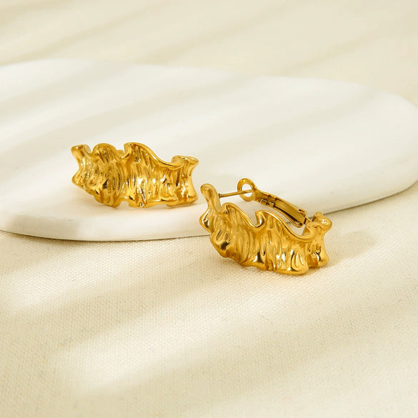 Wholesale Geometric Stainless Steel 18K Goldplated Waterproof Ear Clips Earrings For Women