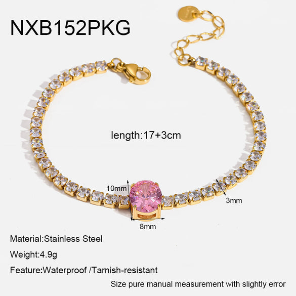 Wholesale Geometric Stainless Steel 18K Goldplated Zircon Bracelet For Women Light Luxury Jewelry