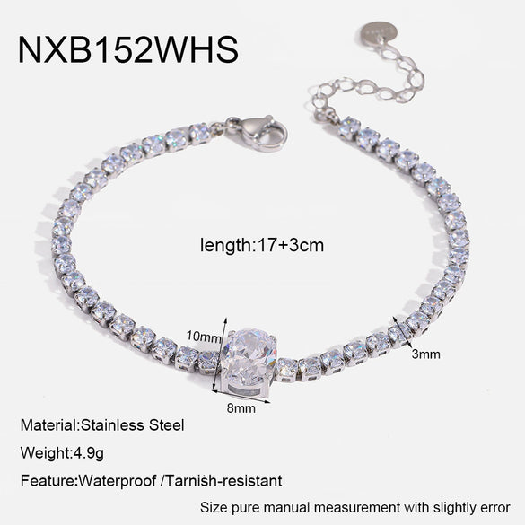 Wholesale Geometric Stainless Steel 18K Goldplated Zircon Bracelet For Women Light Luxury Jewelry