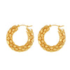 Wholesale Geometric 316L Stainless Steel 18K Real Gold Plated Light Luxury Style Earrings And Ring With Fish Scale Design