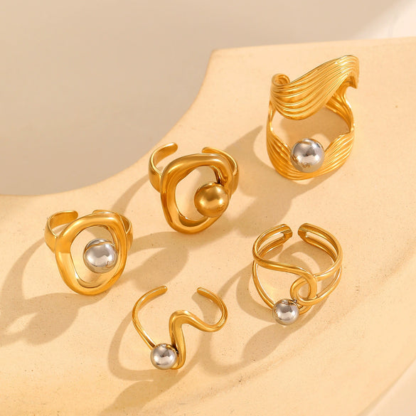 Wholesale Geometric Stainless Steel Open Ring Gold And Silver Color Matching Electroplated