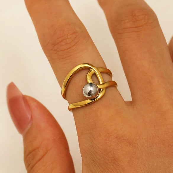 Wholesale Geometric Stainless Steel Open Ring Gold And Silver Color Matching Electroplated
