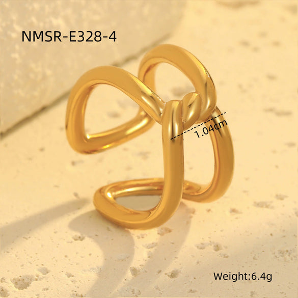 Wholesale Geometric Stainless Steel Open Ring Light Luxury Style Electroplated For Women