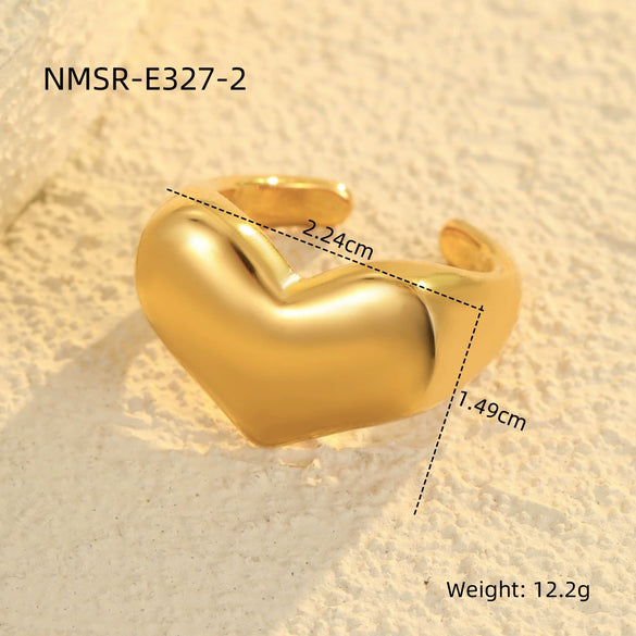 Wholesale Geometric Stainless Steel Open Ring Light Luxury Style Electroplated For Women