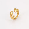 Wholesale Geometric Stainless Steel Open Ring Light Luxury Style Electroplated For Women