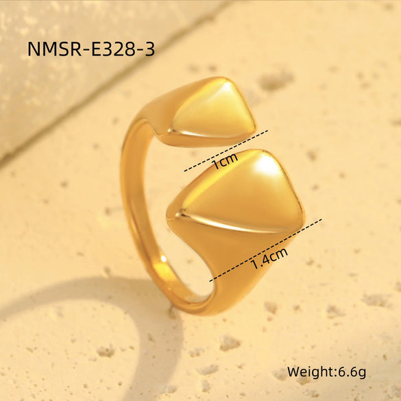 Wholesale Geometric Stainless Steel Open Ring Light Luxury Style Electroplated For Women