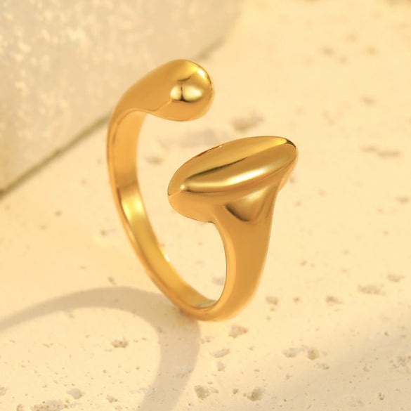 Wholesale Geometric Stainless Steel Open Ring Light Luxury Style Electroplated For Women