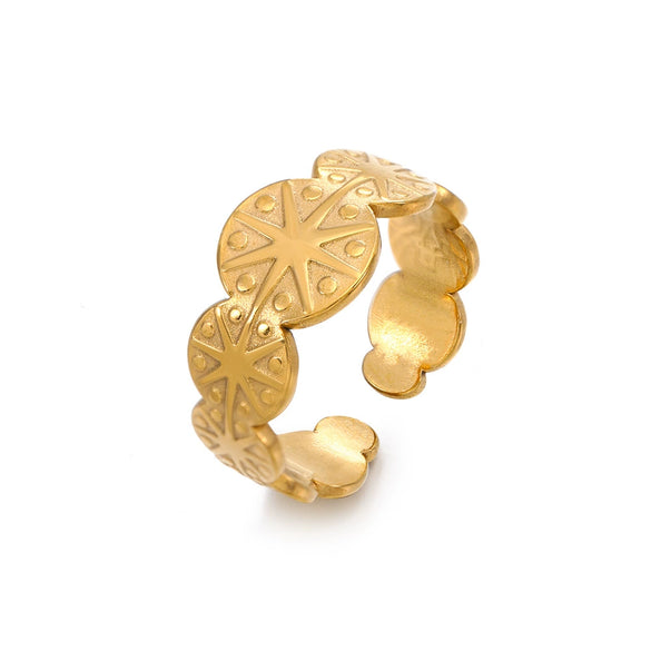 Wholesale Geometric Stainless Steel Opening Adjustable Electroplated Women's Ring