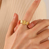 Wholesale Geometric Stainless Steel Opening Adjustable Electroplated Women's Ring