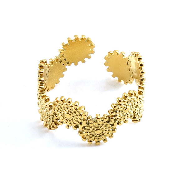 Wholesale Geometric Stainless Steel Opening Adjustable Women's Ring With Electroplating