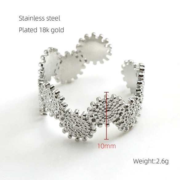 Wholesale Geometric Stainless Steel Opening Adjustable Women's Ring With Electroplating