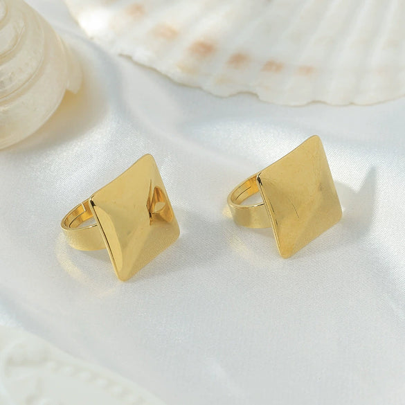 Wholesale Geometric Stainless Steel Opening Ring 14K Goldplated For Women