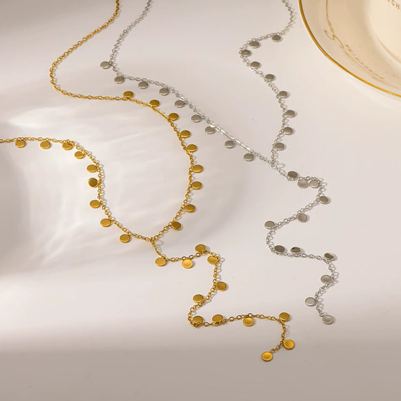 Wholesale Geometric Stainless Steel Oshaped Chain Yshaped Tassel Necklace With Vacuum Real Gold Plating For Women