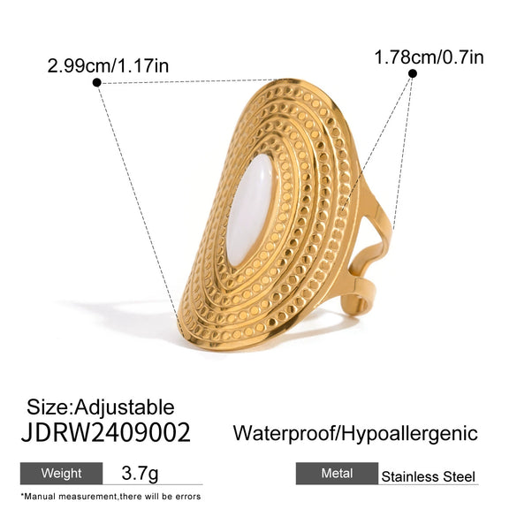 Wholesale Geometric Stainless Steel Oval Adjustable Opening Ring Jewelry With Electroplating Treatment For Women