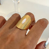 Wholesale Geometric Stainless Steel Oval Adjustable Opening Ring Jewelry With Electroplating Treatment For Women