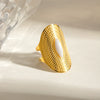 Wholesale Geometric Stainless Steel Oval Adjustable Opening Ring Jewelry With Electroplating Treatment For Women