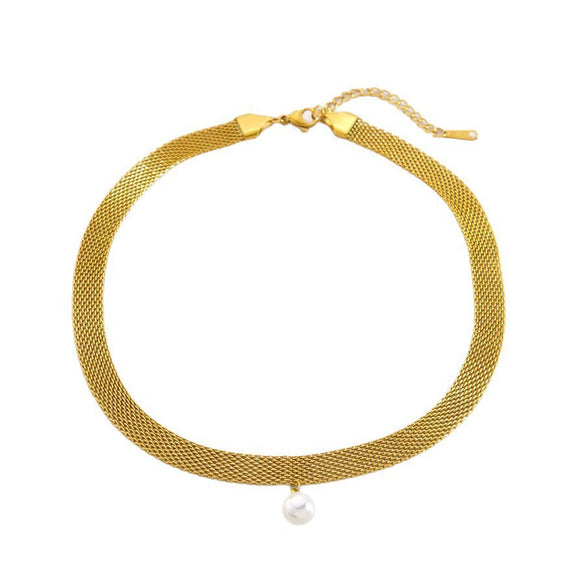 Wholesale Geometric Stainless Steel Pearl Necklace With Electroplating For Women And Unisex Light Luxury Style