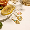 Wholesale Geometric Stainless Steel Pendant Necklace With Blue Resin And Electroplated 18K Gold Jewelry For Women