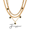 Wholesale Geometric Stainless Steel Pendant Necklace With Green Diamond Electroplated Treatment