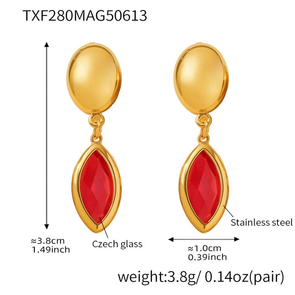Wholesale Geometric 316L Stainless Steel Plated 18K Gold Crystal Glass Earrings For Women