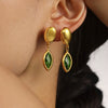 Wholesale Geometric 316L Stainless Steel Plated 18K Gold Crystal Glass Earrings For Women