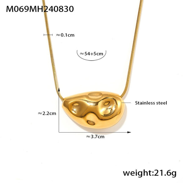 Wholesale Geometric 316L Stainless Steel Plated 18K Gold Pendant Snake Bone Necklace