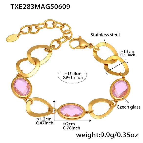 Wholesale Geometric 316L Stainless Steel Plated Real Gold Interlocking Bracelet Jewelry For Women