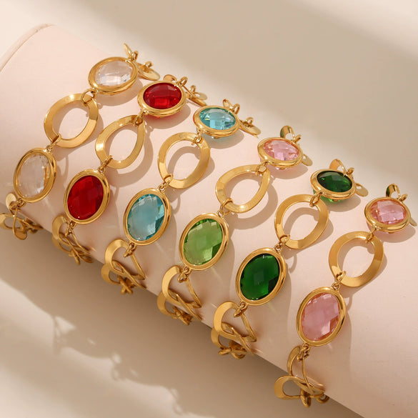 Wholesale Geometric 316L Stainless Steel Plated Real Gold Interlocking Bracelet Jewelry For Women