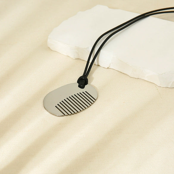 Wholesale Geometric Stainless Steel Polished Comb Pendant Necklace For Women