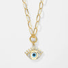 Wholesale Geometric Stainless Steel Polished Devil's Eye Blue Eye Clavicle Chain Necklace
