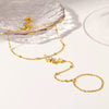 Wholesale Geometric Stainless Steel Real Gold Plated Bracelet And Ring Integrated Jewelry For Women
