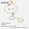 Wholesale Geometric Stainless Steel Real Gold Plated Bracelet And Ring Integrated Jewelry For Women