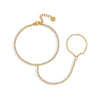 Wholesale Geometric Stainless Steel Real Gold Plated Finger Chain Hand Jewelry For Women