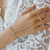 Wholesale Geometric Stainless Steel Real Gold Plated Finger Chain Hand Jewelry For Women