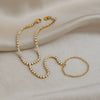 Wholesale Geometric Stainless Steel Real Gold Plated Finger Chain Hand Jewelry For Women